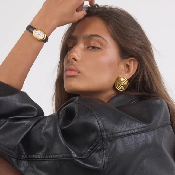 NEW Cendre Gold Circle Lilou Earrings - Picture 2 of 7